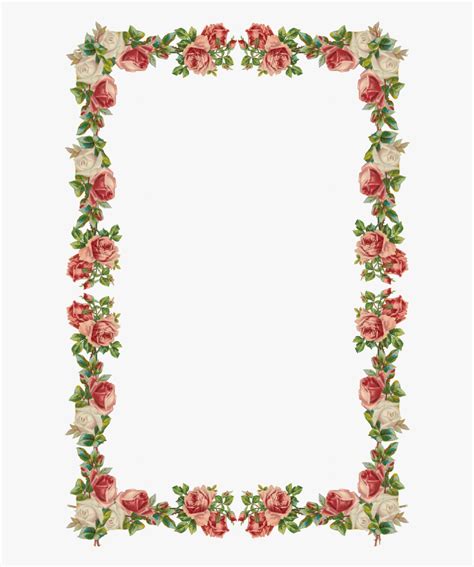 Free Digital Vintage Rose Frame And Border Png Free Flower Page