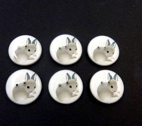6 Rabbit Buttons Decorative Novelty Sewing Bunny Buttons Etsy