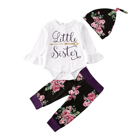matching clothes big sister t shirt little sister romper long pants outfits set
