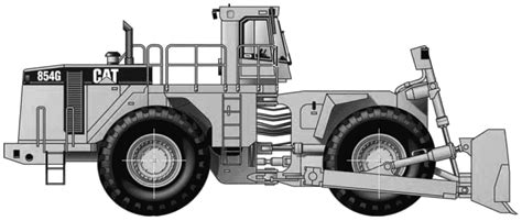Caterpillar 854g Wheel Dozer Heavy Equipment Blueprints Free Outlines