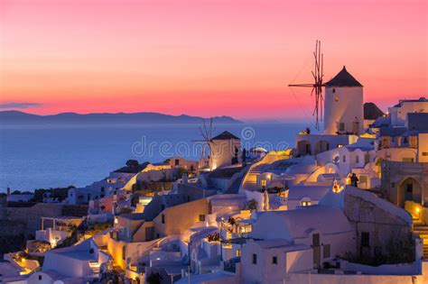 Beautiful Sunset In Santorini Greece Stock Photo Image