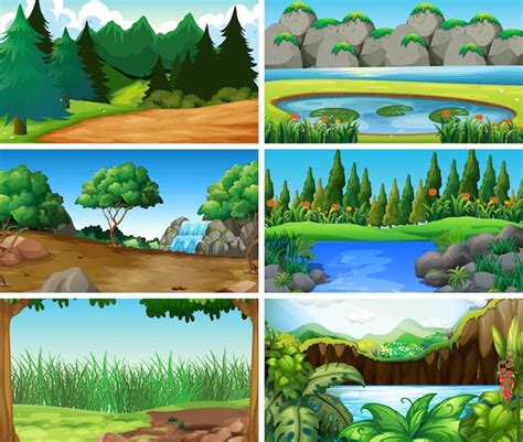 Free Vector Empty Blank Landscape Nature Scenes Or Background