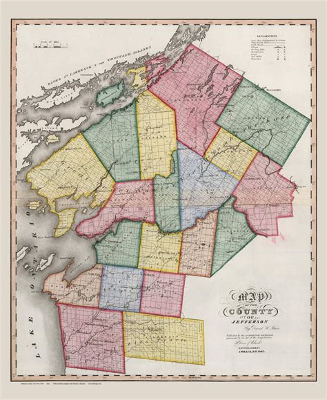 Jefferson County New York 1840 Burr State Atlas Old Maps