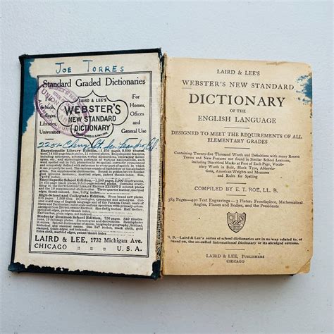 Antique Laird And Lees Chicago Websters New Standard Dictionary