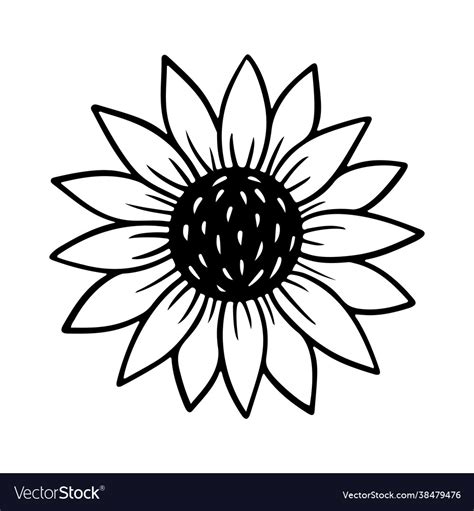 Sunflower Simple Icon Flower Silhouette Royalty Free Vector