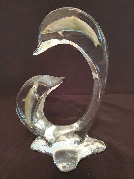 Robert Wyland Acrylic Dolphin Sculpture 9 In H Bid Assets Online