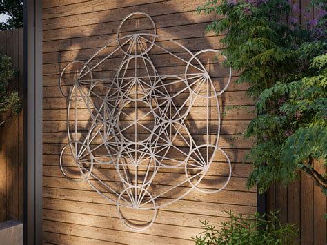 Metatron Cube Outdoor Metal Wall Art Large Outdoor Sculpture Sacred Geometry Decor Stainless