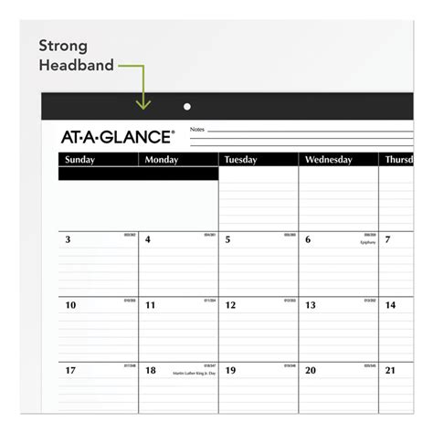 At A Glance® Ruled Desk Pad 22 X 17 White Sheets Black Binding