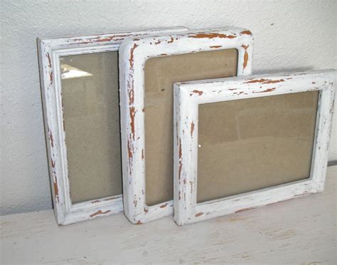 Creamy White Distressed Picture Frames Shabby Chic Cottage Decor