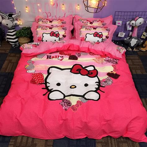 100 Cotton Sweet Lovely Hello Kitty Doraemon Bedding Sets Twin Queen