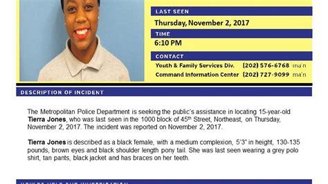 d c police searching for missing 15 year old girl