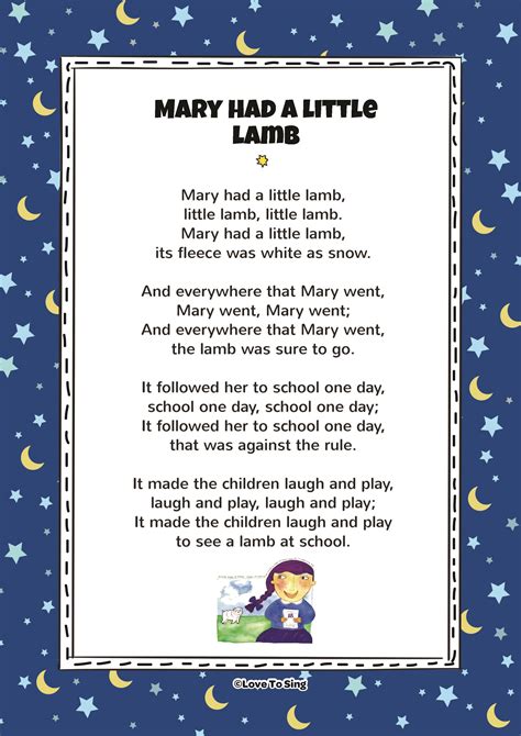Nursery Rhyme Lyrics Printable