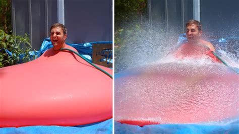 Video Watch As This Giant Water Balloon Pops In Slow Motion With Man Inside Abc7 San Francisco