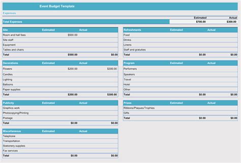 event budget  cost planning templates excel