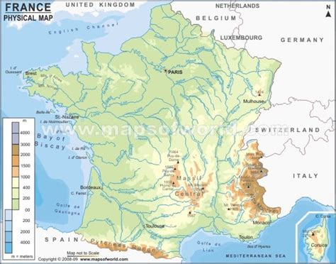 France Physical Map Physical Map Of France