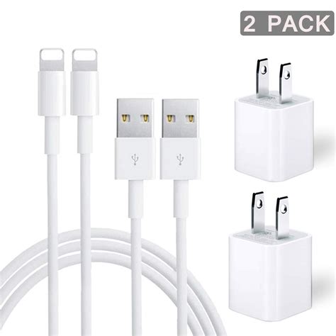 Iphone Charger 2 Pack Charging Cable And Usb Wall Charger Power Adapter Plug Block Compatible