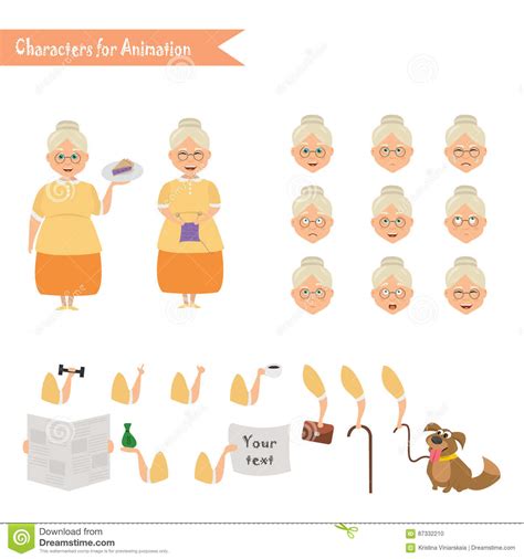 Funny Grandmother Housewife Cartoon Vector Illustration