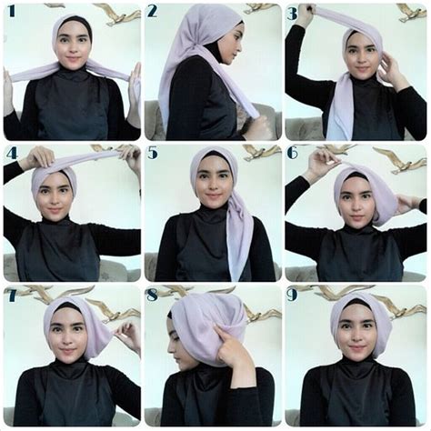 25 Kreasi Tutorial Hijab Segi Empat Simple 2018