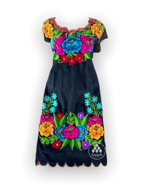 Mexican Embroidery Dress Model Arrangement Zinacantán Etsy