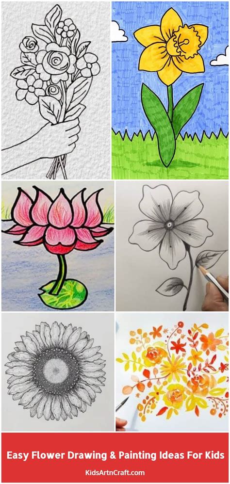 Easy Flower Drawing And Painting Ideas For Kids Kids Art And Craft
