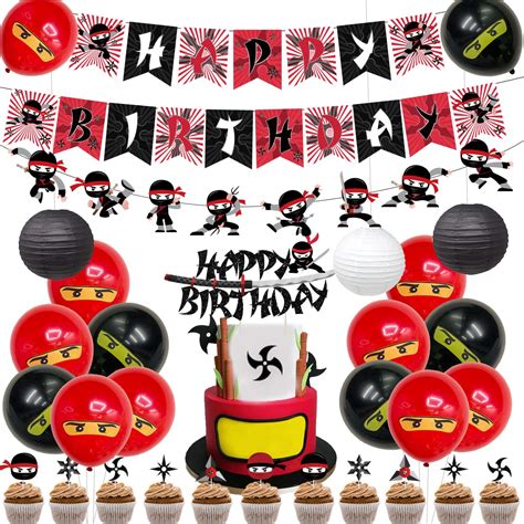 Buy Ninja Birthday Party Decoration Red And Black Warrior Themed Party