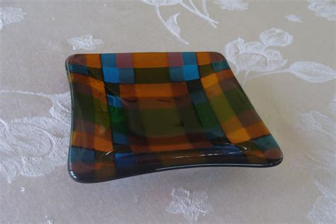 Handmade Square Fused Glass Dish Fused Glass Dishes Fused Glass Glass Dishes