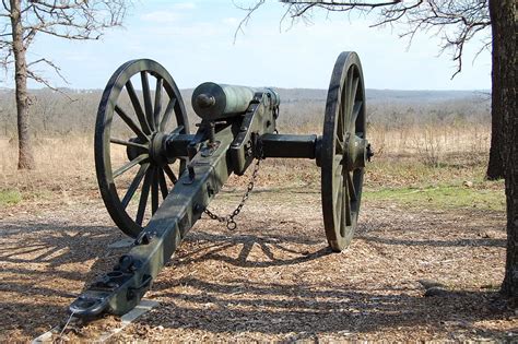 Real Civil War Cannon On The Hillside At Wilsons Creek Battlefield