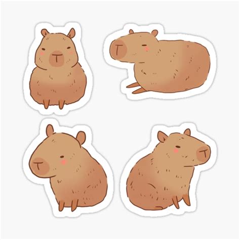 Cute Capybaras Illustration Sticker For Sale By Mayarart Redbubble