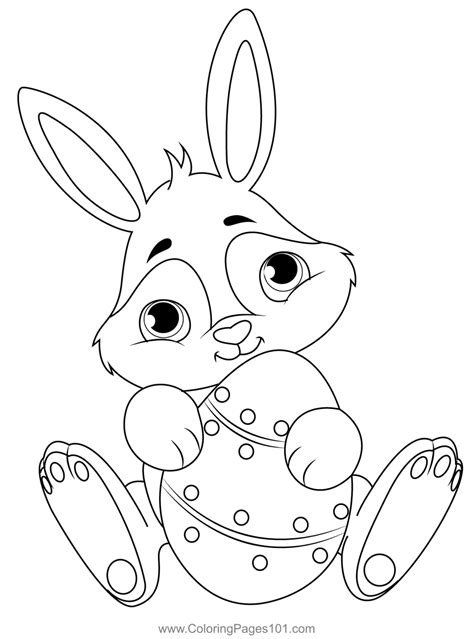 Cute Rabbit And Easter Egg Coloring Page Netart