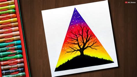 Tree Scenery Drawing With Oil Pastels Step By Step Youtube