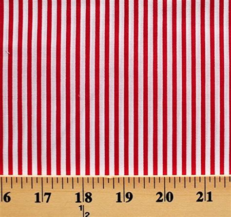 Red White Stripe Fabric Poly Cotton Fabric Fabric By The Yard Red