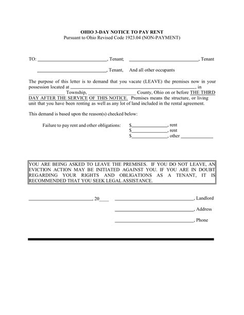 Free Ohio Eviction Notice Forms 4 PDF Word EForms
