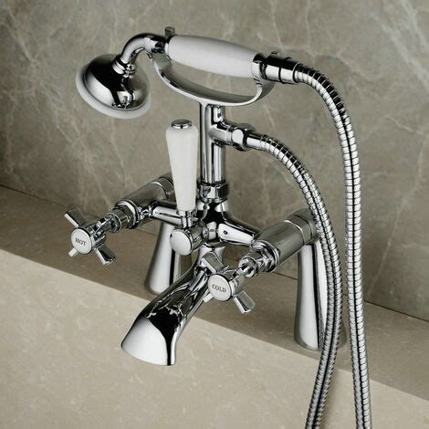 Edwardian Traditional Style Chrome Deck Mounted Bath Shower Mixer Tap