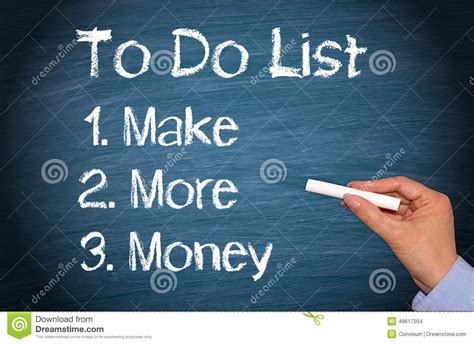 Make More Money To Do List Stock Photo Image Of Chalk