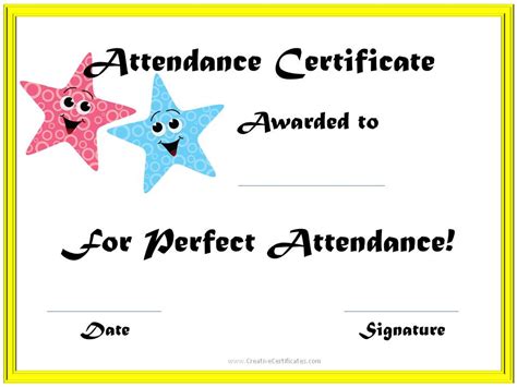 Free Perfect Attendance Certificate Word Template
