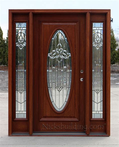Exterior Mahogany Door With Sidelights Oval Glass Custom Front Doors
