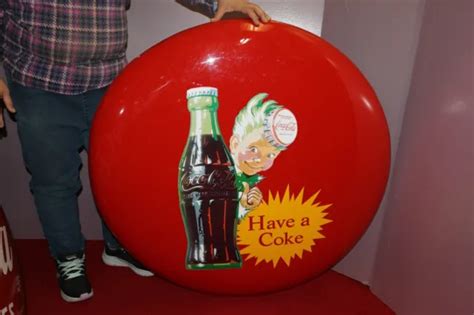 Large Vintage 1950s Coca Cola Sprite Boy Soda Pop 36 Curved Button