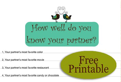 Present perfect activity, students see listening and speaking how well they know a partner by completing sentences about activity, pairwork them and then verifying the. How Well do you know your Partner? Free Printable Game