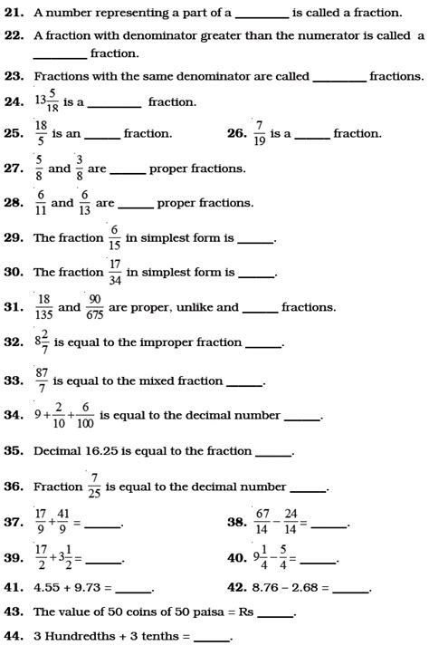 Also try math skills practice. Class 6 Important Questions for Maths - Fractions and ...