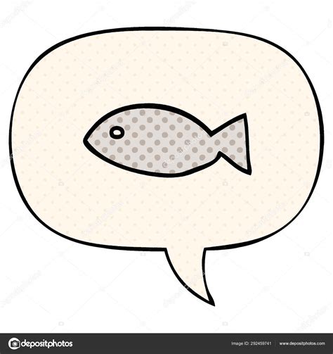 Símbolo de peixe de desenhos animados e bolha de fala em estilo de