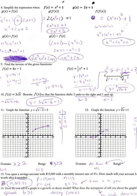 Key Features Of Graphs Of Functions Worksheet Answers Kayra Excel
