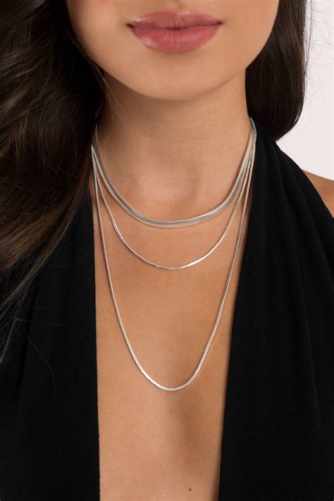 Simple Elegance Silver Layered Necklace 18 Tobi Us
