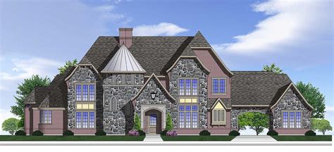 European House Plan With Grand Stair Turret 100028shr