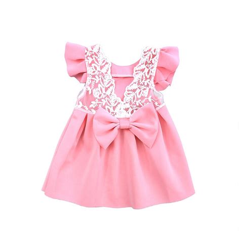 Newborn Baby Girls Infant Dress With Bow Knot Clothes Summer Kids Party