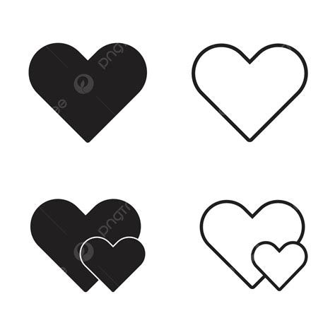 Four Love Heart Shapes On White Background Pictogram Sign Outline