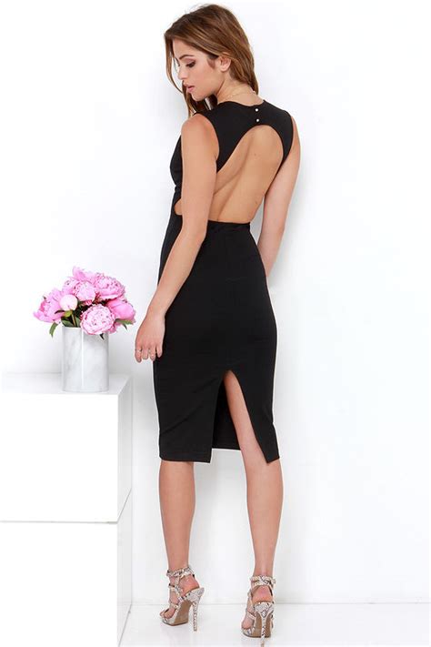 Sexy Black Dress Midi Dress Bodycon Dress Backless Dress 4800