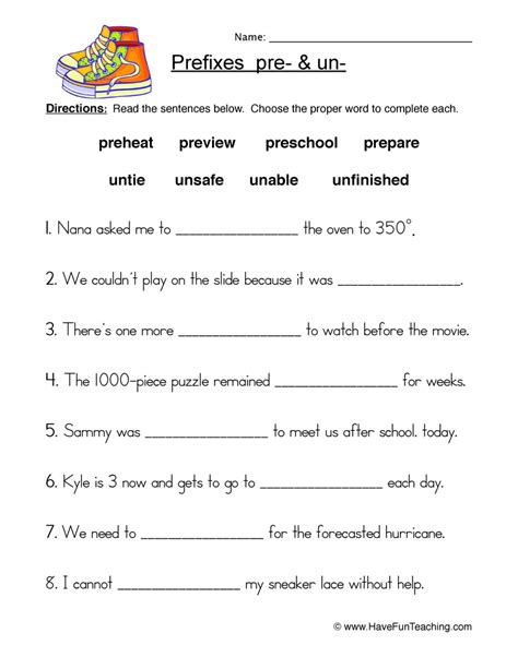 Pre And Un Prefixes Worksheet By Teach Simple