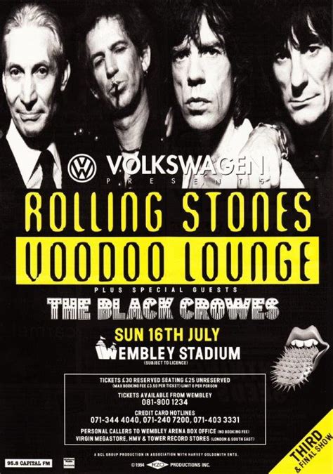 Rolling Stones Voodoo Lounge 1994 London Wembley Stadium Poster Print