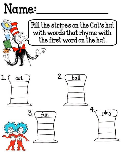 Dr Seuss Kindergarten Worksheets