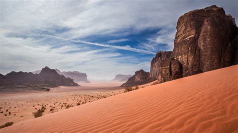 471323 Desert Clouds Mountains Plants Rocks Wadi Rum Sand